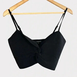 Olivaceous Women's Black Knot at Front Crop Top Size Large